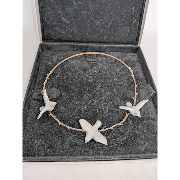 Lladro 01010068 MAGIC FOREST CHOKER #0068 16.5" White 3 Birds on Branch Necklace - Picture 3 of 8